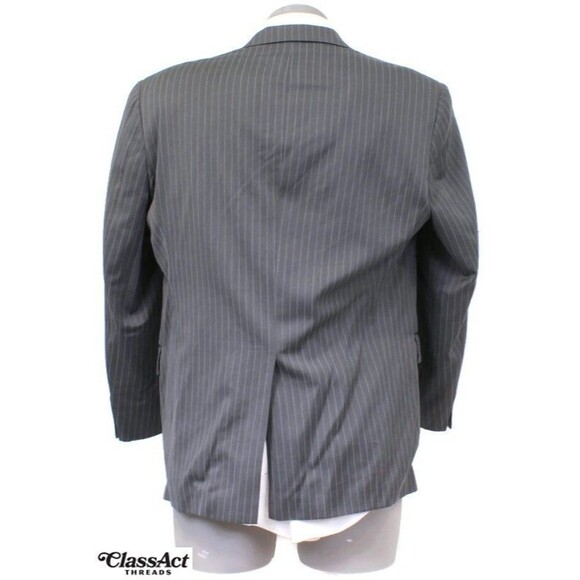 Hart Schaffner Marx Blazer Gray Striped Wool Sport Coat Suit Jacket 42R - Picture 6 of 8